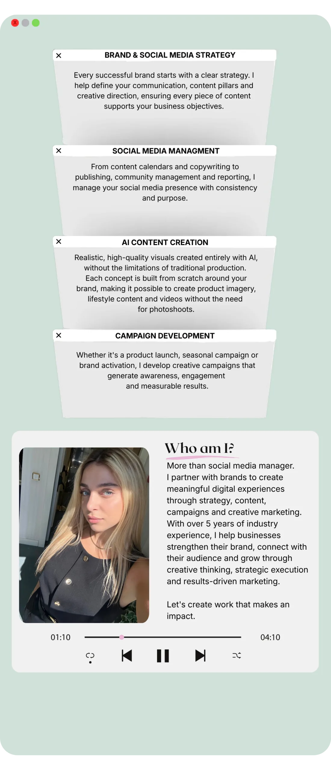 Services detail and who am I